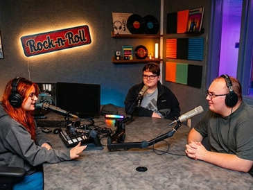 Communication and Media students having a podcast
