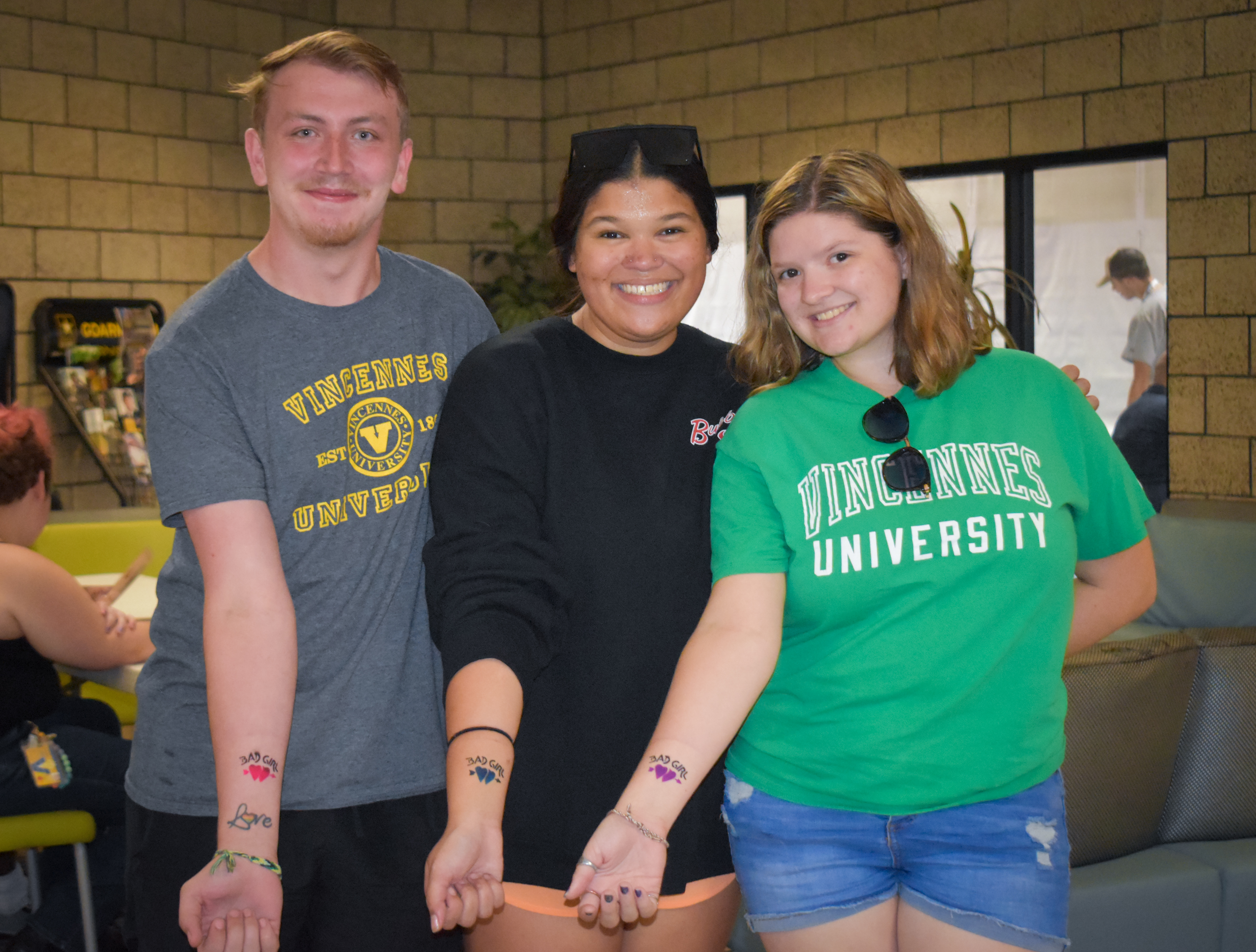 VU students show off temporary tattoos at Roc the Rec.