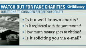 Fake charities scam card